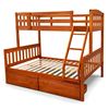Picture of Miki Solid Hardwood Single over Double Bunk Bed with Drawers - Antique Oak