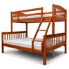 Picture of Miki Solid Hardwood Single over Double Bunk Bed - Antique Oak - Includes Mattresses