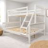 Picture of Miki Solid Hardwood Single over Double Bunk Bed - White - Includes Mattresses