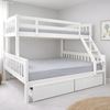 Picture of Miki Solid Hardwood Single over Double Bunk Bed with Drawers - White - Includes Mattresses