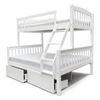 Picture of Miki Solid Hardwood Single over Double Bunk Bed with Drawers - White - Includes Mattresses