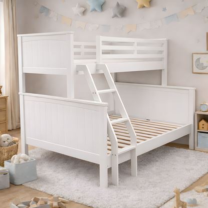 Picture of Emily Solid Hardwood Single over Double Bunk Bed - White Built to Higher Standards