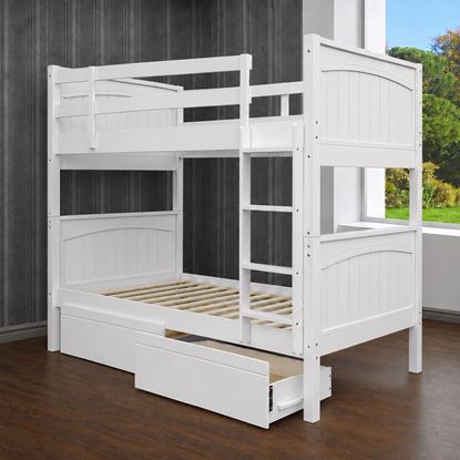 Picture of Emilia Solid Hardwood King Single Bunk Bed with Storage Drawers– White