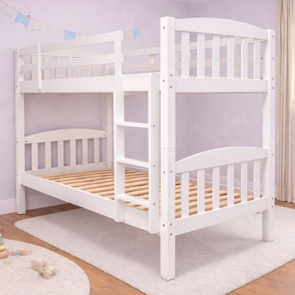 Miki White Solid Hardwood Single Bunk Bed Frame