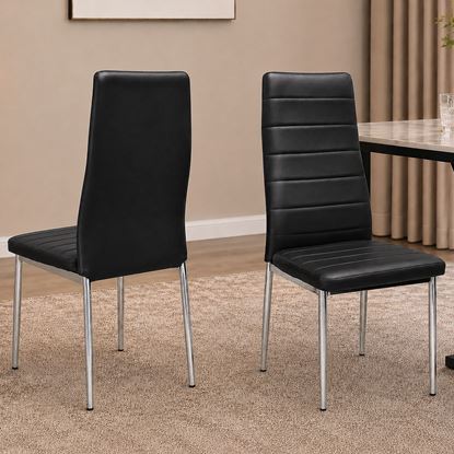 Picture of Mila Black PU Leather Dining Chair with Chrome Legs – Easy 4-Screw Assembly