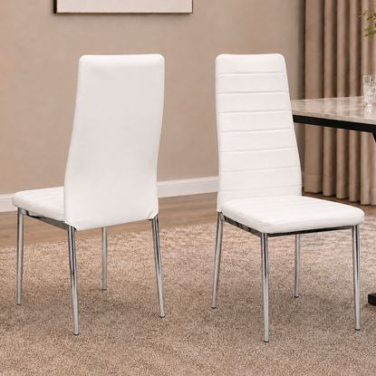 Picture of Mila White PU Leather Dining Chair with Chrome Legs – Brand New Clearance