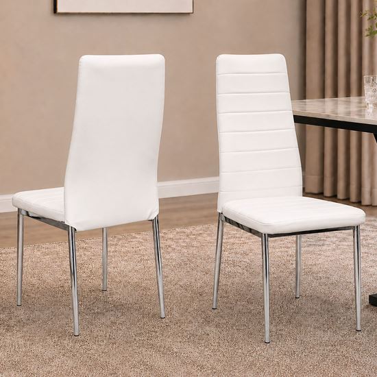 Picture of Mila White PU Leather Dining Chair with Chrome Legs – Brand New Clearance