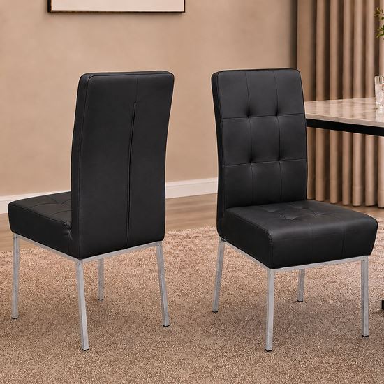 Picture of Nobel Dining Chair Black PU Leather Chrome Legs Semi Assembled
