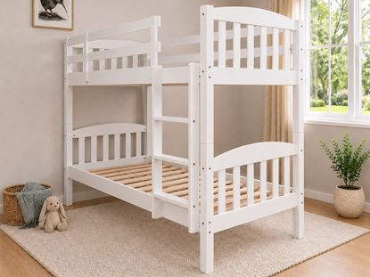 Picture of Miki High Solid Hardwood Single Bunk Bed – White