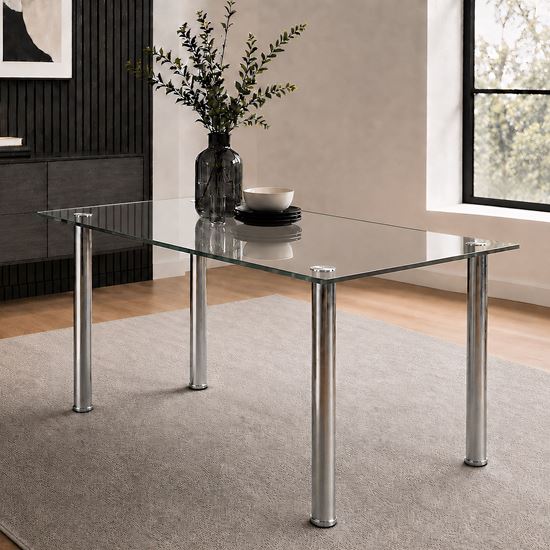 Picture of Melody Dining Table Clear Tempered Glass 1500mm X 900mm (Table Only)