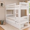 Picture of Miki Single Bunk Bed with Drawers & 2 Pocket Spring Mattresses – White, Solid Hardwood Frame, Extra Height