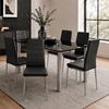 Picture of Melody / Mila 6-Seater Dining Set – 1300mm Black 10mm Tempered Glass Table, Black PU Leather Chairs, Chrome Legs