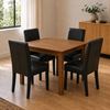 Picture of Alba / Zoe 4-Seater Dining Set, 900mm Wooden Slab Table in Chestnut Colour with Black PU Leather Chairs