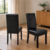 Picture of Alba / Zoe 4-Seater Dining Set, 900mm Wooden Slab Table in Chestnut Colour with Black PU Leather Chairs