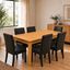 Picture of Alba / Zoe 6-Seater Dining Set – 1500mm Beech Colour Wooden Table with 6 Black PU Leather Dining Chairs