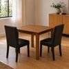 Picture of Alba / Zoe 2-Seater Dining Set – 900mm Walnut Colour Wooden Table with 2 Black PU Leather Dining Chairs
