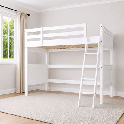 Picture of Emilia Solid Hardwood King Single Loft Bed – White