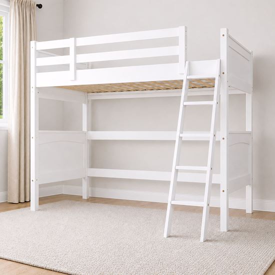 Picture of Emilia Solid Hardwood King Single Loft Bed – White