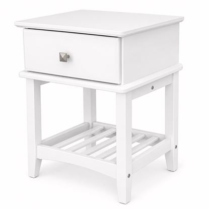 Picture of Nova Bedside Table – White 1 Drawer with Open Shelf – Semi Assembled