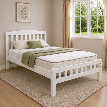 Picture of Miki Solid Hardwood Single Bed with Pocket Spring Mattress White
