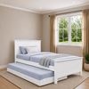 Picture of Eddie Solid Hardwood King Single Bed with Pop-Up Trundle and Two Pocket Spring Mattresses – White